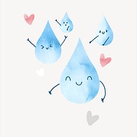 Cute water droplet collage element psd