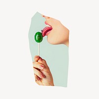 Lollipop lover collage element, funky design psd