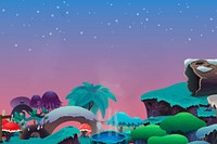 Night forest background, Glitch game illustration. 