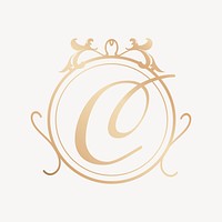 Flourish C monogram design element vector