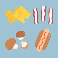 Vector pastel food sticker collection