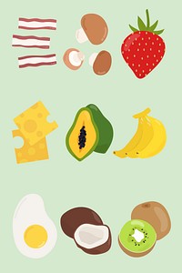 Vector colorful food sticker set