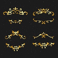 Elegant gold flourish ornament vector frame set