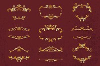 Elegant gold flourish ornament vector frame set