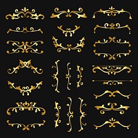 Luxury gold flourish ornament frame set