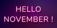 Hello November! purple neon lettering
