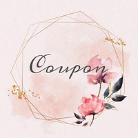 Coupon text badge floral frame