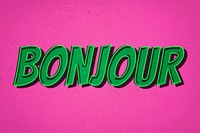 Bonjour word art comic style typography