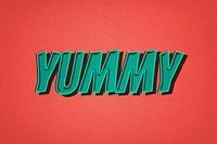 Yummy word retro comic font typography