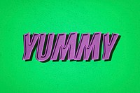 Yummy word retro comic typography font