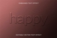 Embossed editable vector text effect template burgundy paper textured background
