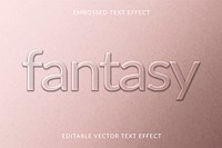 Embossed editable vector text effect template pink paper textured background