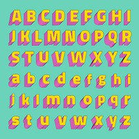 Alphabet set 3d psd stylized typeface