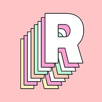 3d letter r psd pastel stylized typography