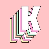 Letter k layered pastel psd stylized typography