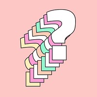 Retro 3d pastel question png sign typography