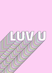 Layered psd vintage pastel luv u stylized text typography