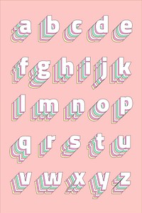 3d font pastel alphabet vector set