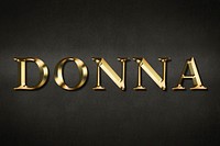 Gold Donna typography on a black background design element