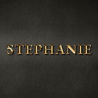 Stephanie typography in gold effect design element