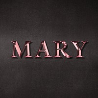 Mary typography in metallirose gold design element
