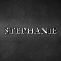 Stephanie typography in silver metallic effect design element