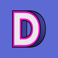 Letter D 3D psd halftone effect typography