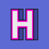 Letter H 3D psd halftone effect typography