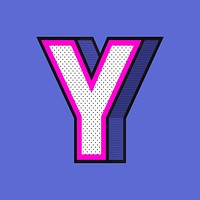 Psd 3D Letter Y isometric halftone style typography