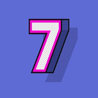 Number 7 3D halftone vector effect typography