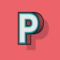 Letter P 3D halftone effect typography vector