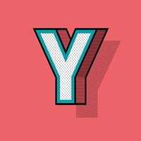 Letter Y isometric halftone effect typography vector