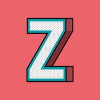 3D letter Z isometric halftone style typography psd