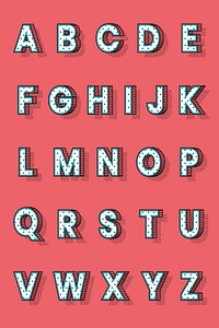 3D alphabet psd isometric halftone style typography