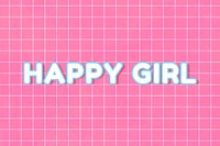 Miami neon bold 80&rsquo;s font happy girl typography on grid background