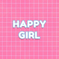Bold happy girl miami typography on grid background