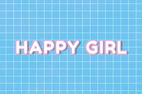 Neon 80&rsquo;s font happy girl typography on grid background