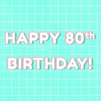 Neon miami happy 80th birthday! word outline typography