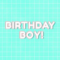 Neon bold miami 80’s birthday boy! png word outline typography on grid background