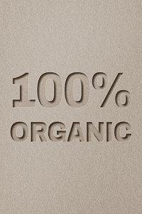 100% organic text paper cut typography