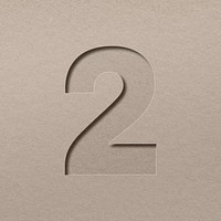 Paper cut number 2 psd font typography