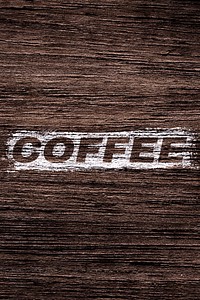 Bold italic coffee word wood texture