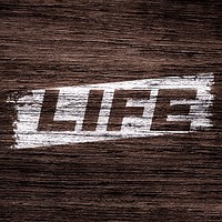 Life word wood texture brush stroke effect typography