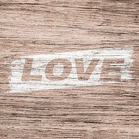 Love lettering wood texture brush stroke effect typography