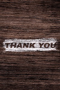 Thank you printed word typography rustic wood texture