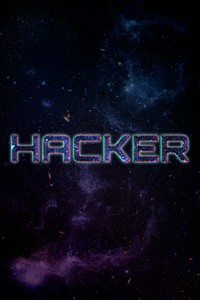 HACKER word typography blue text