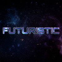 FUTURISTIC text typography word on galaxy background