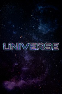 UNIVERSE word typography blue text