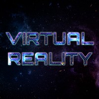 VIRTUAL REALITY text typography word on galaxy background