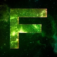 Psd letter F galaxy effect typography blue font